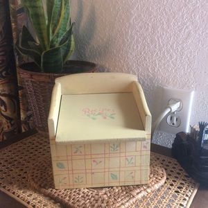 Vintage Sunny Yellow Floral Wooden Recipe Box
